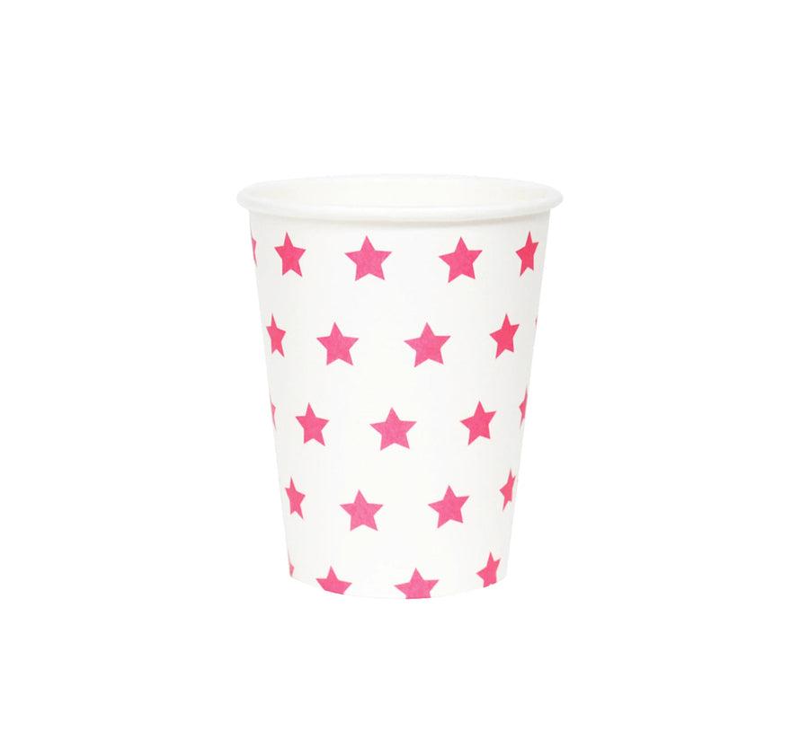 Pink Stars Paper Cups / Set of 8